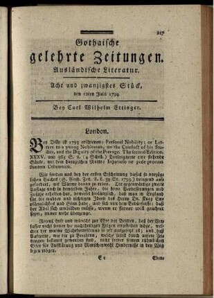 Acht und zwanzigstes Stück, den 12ten Julii 1794.