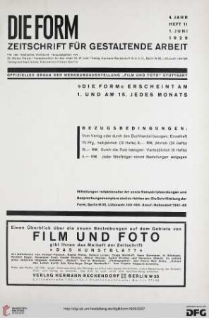 Heft 11 (1. Juni 1929)
