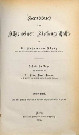 Handbuch der allgemeinen Kirchengeschichte, 1