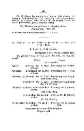Schulferien der höheren Lehranstalten für das Jahr 1906 : [C. Höhere Lehranstalten]