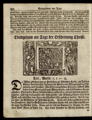 Evangelium am Tage der Erscheinung Christi. Text, Matth. 2, 1-13.