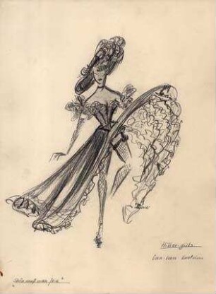 Kostümentwurf "Cancan Kostüm" für die Hiller-Girls