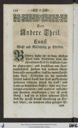 Der Andere Theil. Kunst Wohl und Gottseelig zu Sterben.