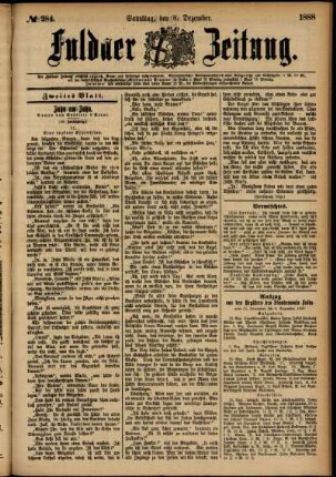 Zweite Ausgabe vom Samstag, den 08. Dezember 1888.