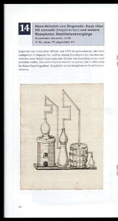 Hans-Heinrich von Siegerode: Aqua vitae lilii convallii [Maiglöckchen] und weitere Rezepturen, Destillationsvorgänge, Kassel oder Altenritte, 1598, 4° Ms. chem. 79