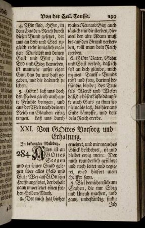 XXI. Von GOttes Vorsorg und Erhaltung – XXIV. Reise-Lieder