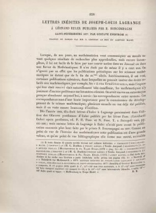 Lettres inédites de Joseph-Louis Lagrange a Léonard Euler publiees par B. Boncompagni.