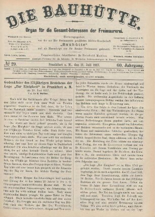 No. 29. Frankfurt a.M., den 21. Juli 1917. 60. Jahrgang.