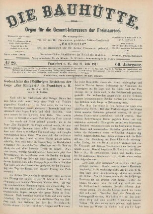 No. 29. Frankfurt a.M., den 21. Juli 1917. 60. Jahrgang.