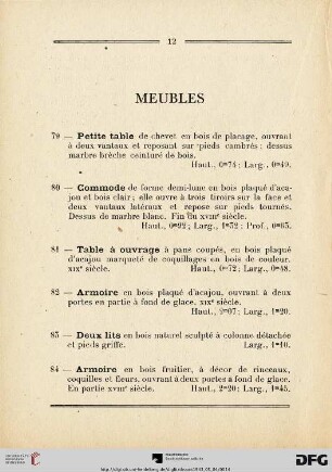 Meubles (Nr. 79-115)