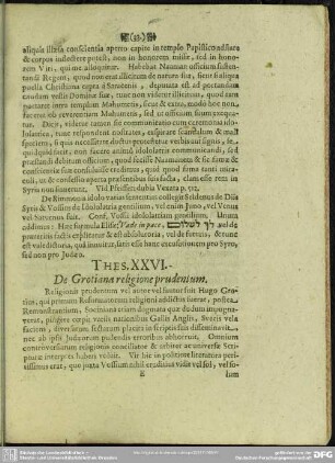 Thes. XXVI. De Grotiana religione prudentum