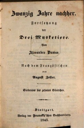 Zwanzig Jahre nachher : Fortsetzung der Drei Musketiere, 7/10