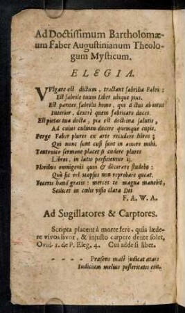 Ad Doctissimum Bartholomaeum Faber ...