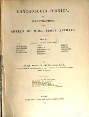 Conchologia iconica: or, illustrations of the shells of molluscous animals. X
