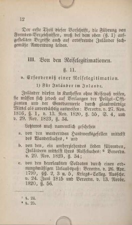 a. Erforderniß einer Reiselegitimation.