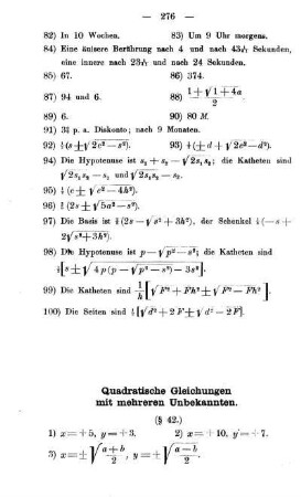 Quadratische Gleichungen mit mehreren Unbekannten. (§ 42)