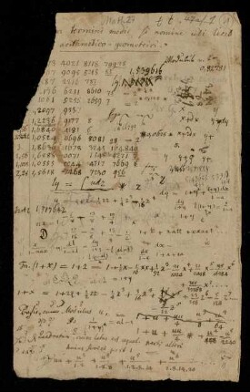 Arithmetisch-geometrisches Mittel (ältere Untersuchungen bis 1800) [Titel laut Katalog Theo Gerardy] (Ansetzungssachtitel von Bearbeiter/in)