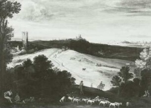 Landschaft mit Hirten und Wanderern