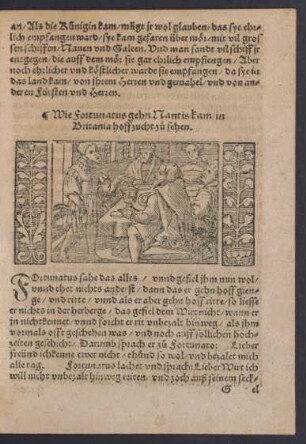 Wie Fortunatus gehen Nantis kam/ in Britania hoffzucht zu sehen.
