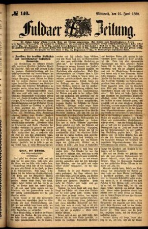 Ausgabe vom Mittwoch, den 21. Juni 1882.