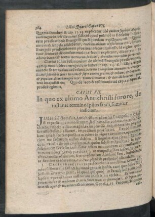 Caput VII. In quo ex ultimo Antichristi furore, de instante termino ipsius fatali, sumitur indicium