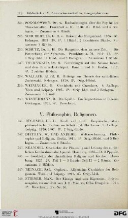 V. Philosophie, Religion (Nr. 241-252)