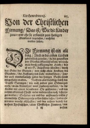 Von der Christlichen Firmung ...