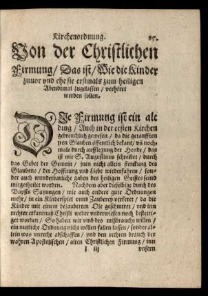 Von der Christlichen Firmung ...