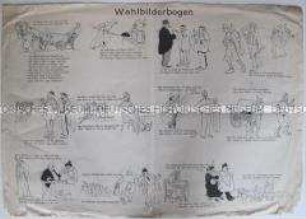 Bilderbogen mit antisemitischer Ausrichtung zur Wahl der Nationalversammlung 1919 (beidseitig bedruckt)