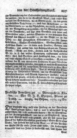 Praktische Anweisung zur natürlichen und glücklichen Bienenzucht in Körben.