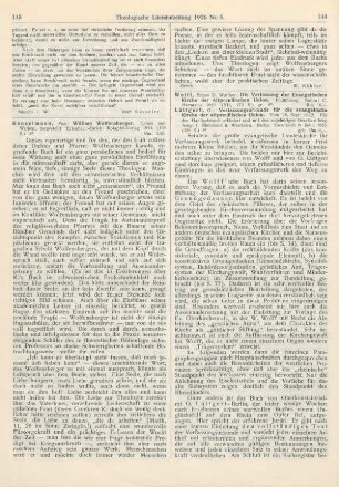 143-144 [Rezension] Konzelmann, Max, William Wolfensberger. Leben und Wirken, dargestellt