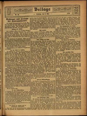 Zweite Ausgabe vom Sonntag, den 09. Mai 1920.