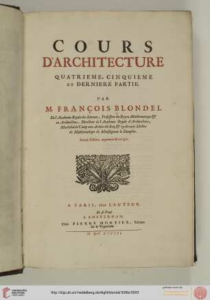 Band 4/5: Cours D'Architecture Enseigné Dans L'Academie Royale D'Architecture