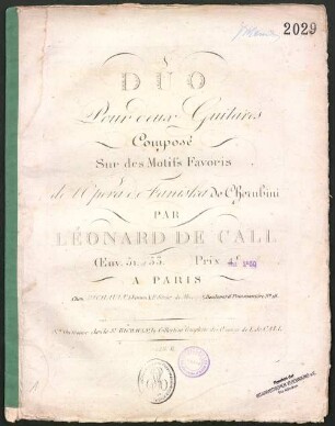 Duo pour deux guitares : composé sur des motifs favoris de l'opéra de Faniska de Cherubini ; oeuv. 51 et 53