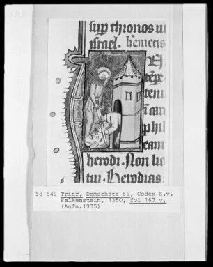 Perikopenbuch des Erzbischofs Kuno von Falkenstein: Köpfen einer Person