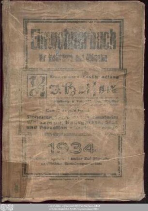 1934: Einwohnerbuch für Insterburg mit Abbauten : zusammengestellt unter Zuhilfenahme amtlichen Quellenmaterials
