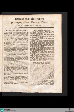 Karlsruher Intelligenz- und Wochen-Blatt, Beylage