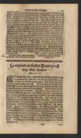 Evangelium am fünfften Sonntag nach der H. Drey-Einigkeit. ...