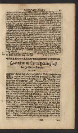 Evangelium am fünfften Sonntag nach der H. Drey-Einigkeit. ...