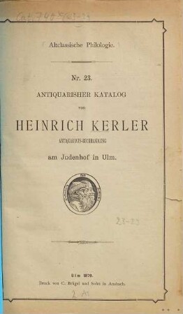 Antiquarischer Katalog von Heinrich Kerler, 23
