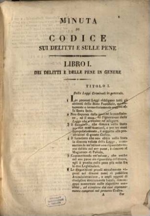 Minuta di codice sui delitti e sulle pene : [dello Stato Pontificio]