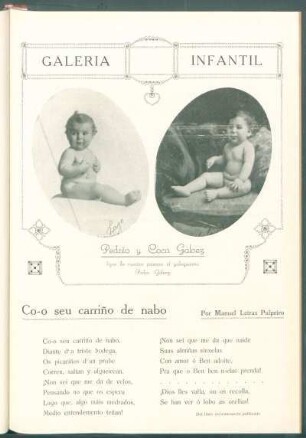 Galería infantil : [Retratos de] Pedrito y Coca Gálvez[,] hijos de nuestro paisano el galleguísimo Pedro Gálvez