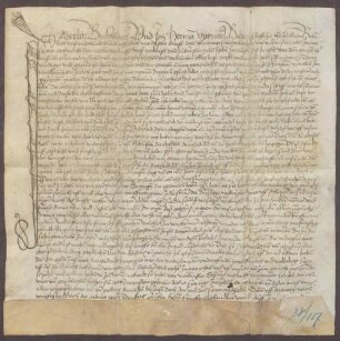 Gültverschreibung des Aberlin Buschlatter und Hermann Vytner, beide zu Öschelbronn, über 50 Pfund Heller Hauptgut, für das sie jährlich 2 1/2 Pfund Heller an das Predigerkloster zu Pforzheim zahlen.