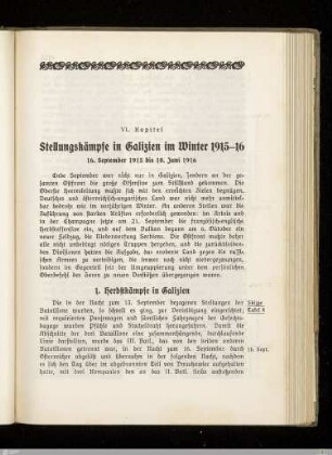 VI. Stellungskämpfe in Galizien im Winter 1915-16