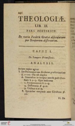 Theologiæ Lib. II Pars posterior: De varia Fœderis Gratiæ dispensatione per Temporum differentias