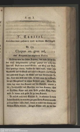 V. Capitel. Entrées von zahmen und wildem Geflügel