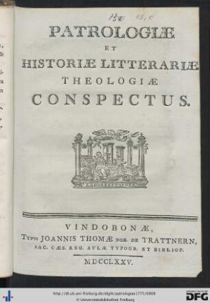 Patrologiae Et Historiae Litterariae Theologiae Conspectus