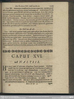 Caput XVI. [Analysis, Explicatio Textus, Quaestiones, Loci Communes]