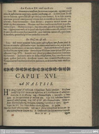 Caput XVI. [Analysis, Explicatio Textus, Quaestiones, Loci Communes]