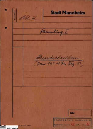 Sammlung I: Rundschreiben
